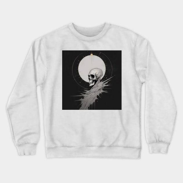 Monotone Illustration of Skull Crewneck Sweatshirt by Sheptylevskyi